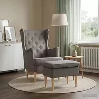 Fotelis su pakoju 2 vnt. Taupe Audinys