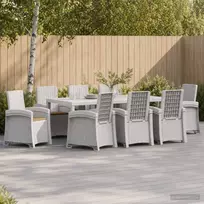 Lauko baldų komplektas Sodo valgomojo komplektas 9 vnt. Balta ir taupe 200 cm PP