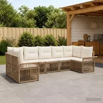 Sodo Sofų Rinkinys 7 vnt. 7-Vietų skaičius Smėlio poliratanas