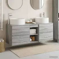 Vonios baldų rinkinys 3 vnt. Pilka Sonoma 129 x 44,5 x 80 cm