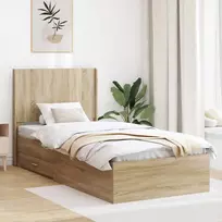 Lova Lovos rėmas su saugojimu ir nugara Sonoma ąžuolas 100 x 200 cm