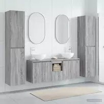 Vonios baldų rinkinys 5 vnt. Pilka Sonoma 33 x 34,5 x 160 cm