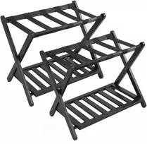 Promotions Sulankstoma lagamino stovėjimo vieta su dirželiais ir lentynomis daiktams 68x43x57 cm juoda/natūrali