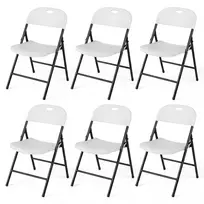 Promotions Sulankstomos plastikinės kėdės 6 vnt. 52x34x77,5 cm baltos/juodos