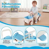 Promotions Vaikiškas 3 viename stumdomas automobilis su virve ir daiktadėže 67,3x28x34,8 cm mėlynas