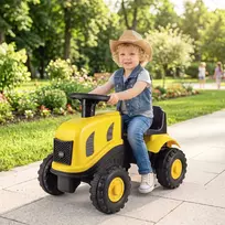 Promotions Vaikiškas stumdomas automobilis su priekaba ir vaikštyne 88x35x35 cm geltonas/juodas