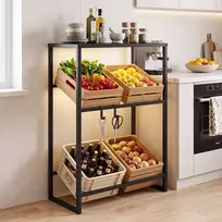 Lauko baldų komplektas Promotions Gėrimų dėžių stovas 3 aukštų su lentyna 27,4x12,6x44,1 cm juodas
