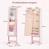 Promotions Veidrodinis stovintis papuošalų spintelė 33x36,8x142,2 cm rožinė