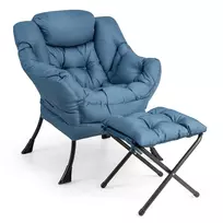 Promotions Fotelis su sulankstomu pakoju ir šonine kišene 75x81x95 cm tamsiai mėlynas