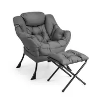 Promotions Fotelis su sulankstoma kojų atrama ir šonine kišene 75x81x95,3 cm pilkas