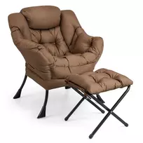 Fotelis Promotions Akcentinė kėdė su sulankstomu pakoju ir šonine kišene 75x81x95 cm ruda