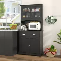 Promotions Virtuvės bufeto spintelė su viršutine dalimi 80x40x170 cm juoda