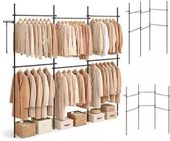 Promotions Reguliuojamas grindų ir lubų drabužių stovas 110x220-315x110-315 cm juodas