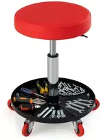 Promotions Aukščio reguliuojamas mechaniko taburetė su ratukais Ø38x45,5-60 cm raudona/sidabrinė/juoda