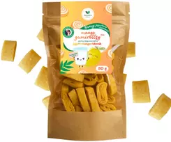Naturalnie Zdrowi MANGO gummirolls su skaidulomis 80 g, tirpios jogurtinės gumos be cukraus