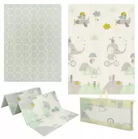 PRIMABOBO Dvipusis sulankstomas putplasčio kilimėlis 120x180 vaikams Elephant Pilkas