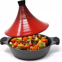 ALIUMINIO TAGINE PUODAS 28 CM INDUKCINIS NELIPA DIDELIS RAUDONAS