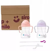 B.box vandens buteliukų rinkinys vaikams, 2 vnt. (tutti fruitti + boysenberry) + šiaudai