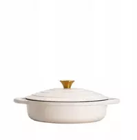 ANDREAS smėlio spalvos plokščias ketaus puodas, 28 cm, 2,5 l HOMLA