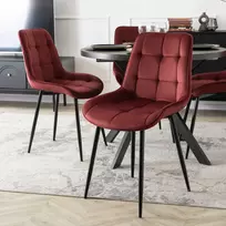 Mebel Elite Minkšta veliūrinė virtuvės kėdė, skirta svetainės valgomajam, Burgundija CHRIS