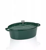 Kela Ketaus keptuvė su dangčiu Calido ovali smaragdo žalia 33x26x12cm 6l