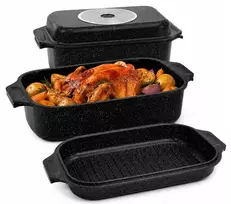 Edenberg Keptuvė 6,5 l Dangtis / Keptuvė GRILL Žąsų viryklė INDUKCINĖ DUJINĖ ORŠINĖ