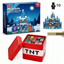 XINLONGDIANZI Magnetinės plytos 200 EL.XXL + 100 EL. PASTATAS + TNT DĖŽĖ + 10 FIGŪRIŲ