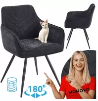 Monovo Minkšta palėpės kėdė su porankiais svetainei valgomajam Juodas MILA