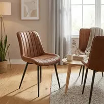 Artseries Minkšta, eko oda, rudos spalvos kibiro kėdė darbo kambariui, svetainei, valgomajam