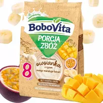 BOBOVITA PIENINĖ KOŠĖ AVIŽŲ MANGO PASSION IŠ BANANŲ 210G 8M+
