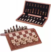 Square Kvadratas – dideli mediniai šachmatų rinkiniai Magnetic 380 – raudonmedis + 2 x papildomos karalienės