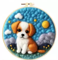 Habarri Rankų darbo Patched dog Siuvinėjimas (velimas) su šukuotine vilna, pasidaryk pats