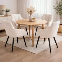 Mivihome Smėlio spalvos audinio kėdė, juodos metalinės kojos, moderni lofto valgomajam