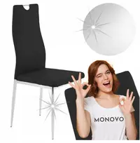 Monovo Odinė virtuvės kėdė svetainei su metalinėmis kojomis Moderni juoda LARO