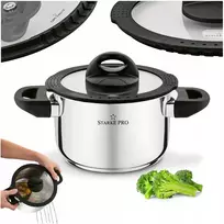Plieninis PUODAS, INDUKCINIS, NERŪDijantis, dujos MAŽAS Starke Pro Sante 1.9L 16cm