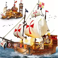 HiWEEGO BLOKŲ PIRATŲ LAIVAS SANTA MARIA PILIS NAMAS KELIAS 2in1 DOVANA 1253vnt.