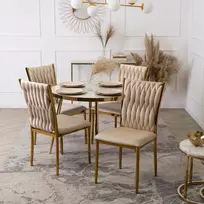Mebel Elite Minkšta virtuvė Svetainė Valgomojo Kėdė Veliūrinis Glamour Kreminis DAN