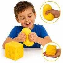 MAT Group Didelis ANTISRESSAS GNIOTEK SŪRIS Geltonas sūrio kubelis SQUISHY MOCHI 9X9 cm