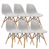 Bm Design DSW Milano kėdės, pilkos, 6 vnt. Skandinaviškos medienos kojos