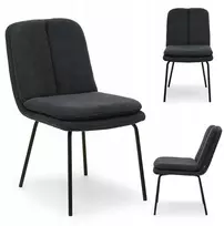 Mebel Partner MINIMALISTINĖ KĖDĖ BE PORANKŲ MINKŠTAS GRAFITAS JAMAL JUODOS KOJOS