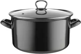 Emaliuotas puodas Emalia Pleszew Metalico 24 cm 5,6L juodos indukcinės dujos