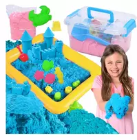 AFF STEBUKLINGA SMĖLIŲ DĖŽĖ SU KINETINIU SMĖLIU 2KG BASEINŲ FORMŲ RINKINYS FUN