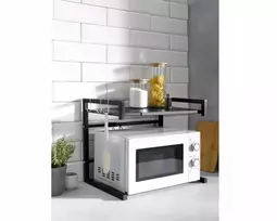 Livarno Home LIVARNO virtuvinė lentyna iš metalo, ištraukiama, 3 kabliukai, MIKROBANGŲ stelažas