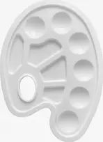 APVALI MENINĖ PLASTIKOS DAŽYMO PALETĖ, SKIRTA MAIŠYTI DAŽŲ ŠEPETUS