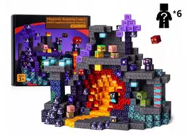 MAGNETINIŲ BLOKŲ RINKINYS 100 EL. CAVE WORLD MAJNCRAFTT 100 VNT LAVA