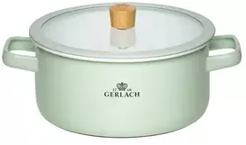 GERLACH NATUR ENAMEL Žalias emaliuotas puodas 3 l su dangteliu 20 cm