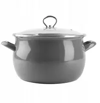 Pilkas emaliuotas puodas HELENA 4L Gas Traditional Induction Silesia Emalia