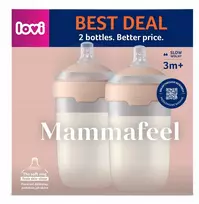2 x LOVI Mammafeel maitinimo buteliukas 250ml rinkinys su dyna žinduku. 3m+