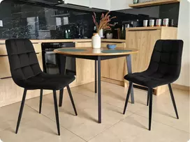 CHILL-ART Juodu aksomu aptraukta palėpės kėdė svetainei, virtuvei, valgomajam