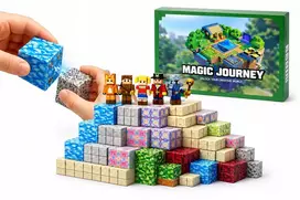 MAGNETINIŲ BLOKŲ KUBAS IKI 300 VIENETŲ + 9 FIGŪRĖS 2x2x2cm KŪRYBINIAI